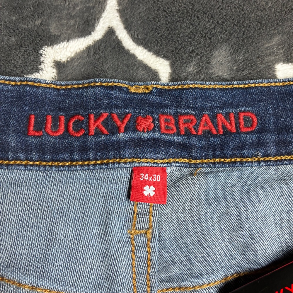 Lucky Brand 223 Straight Leg Mens Jeans 34x30 Dark Blue Wash Stretch Denim NEW - Picture 5 of 10